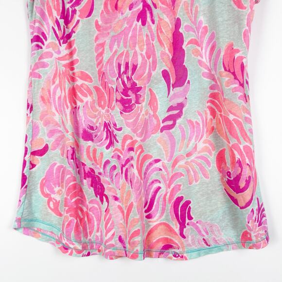 Lilly Pulitzer Sarah Top in Love Birds Print Linen Blend Lightweight Womens Sz S - Picture 5 of 11